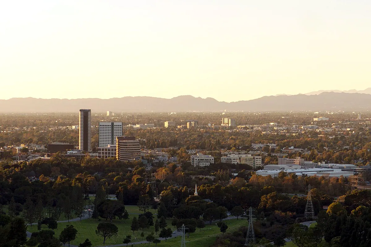 Burbank city landmark and local streetscape