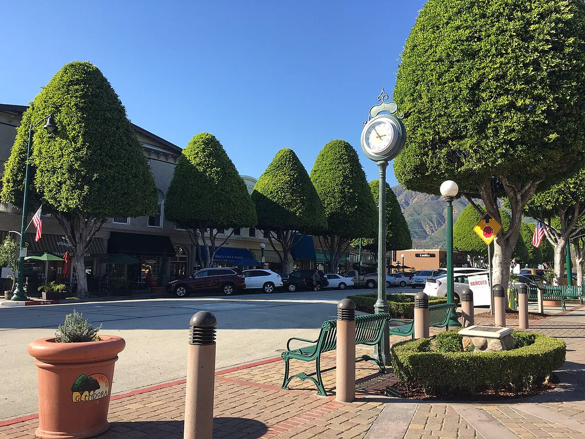 Glendora city landmark and local streetscape