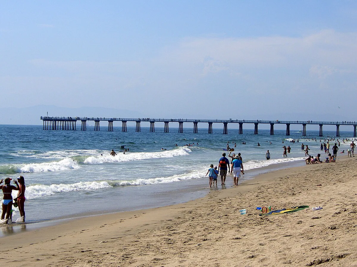 Hermosa Beach city landmark and local streetscape