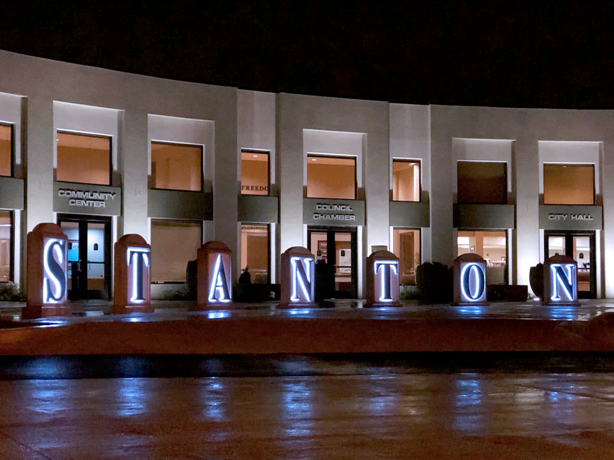 Stanton city landmark and local streetscape