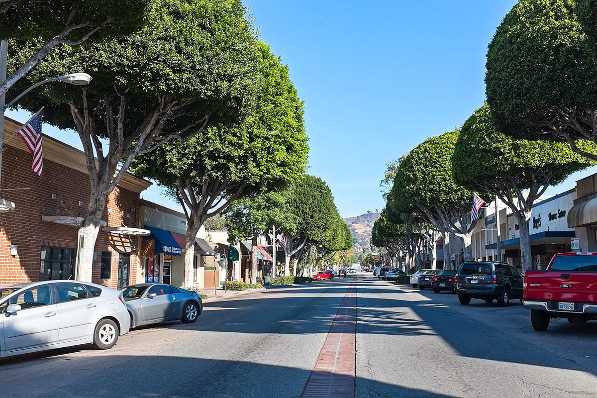 Whittier city landmark and local streetscape